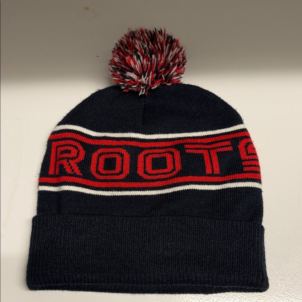 Roots Navy and Red Knit Beanie